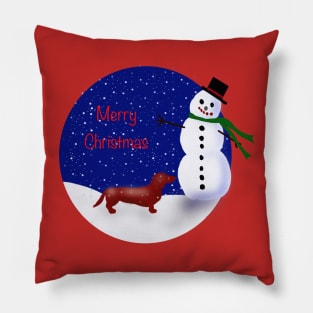 Merry Christmas Dachshund Pillow