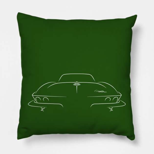 C2 Chevy Corvette Sting Ray - rear Stencil, white Pillow by mal_photography