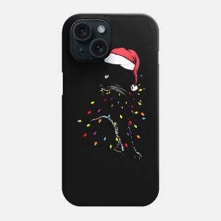 Black Cat christmas light tshirt funny cat lover christmas Phone Case