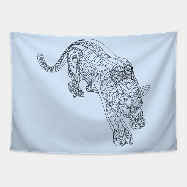 Wild cougar cat in pattern ecopop Tapestry by jorge_lebeau