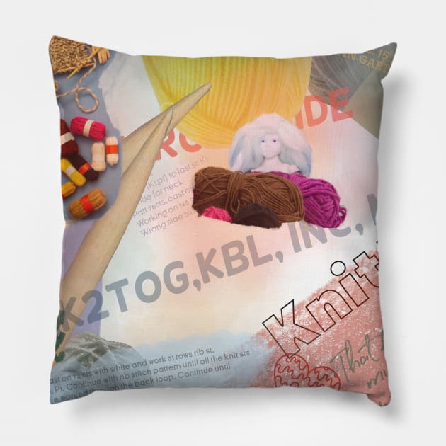 Knitting collage, mixed media Pillow by Vannaweb