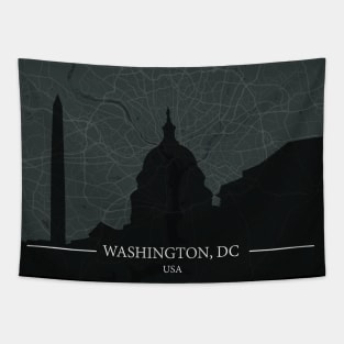 Washington DC city map with silhouette Tapestry