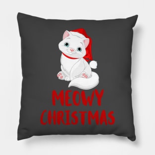 meowy christmas santa cat with bow cute Pillow