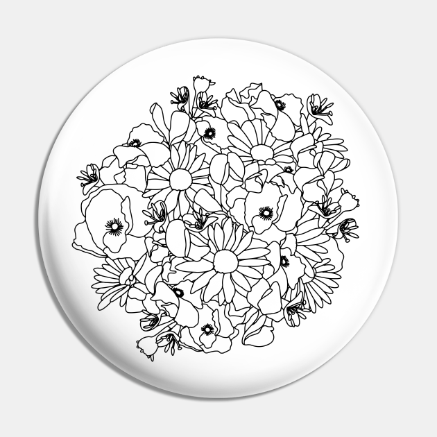 April Birth Month Flower Bouquet Drawing - Flowers - Pin | TeePublic