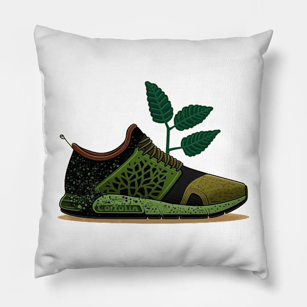 Step into Sustainability with the Green Running Sneaker Pillow by Greenbubble