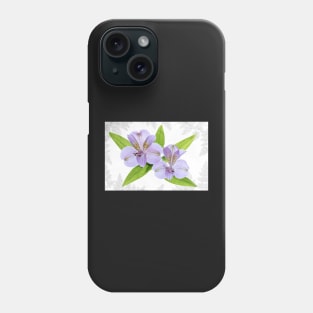 Two Alstroemeria flowers on a light background with leaves Phone Case