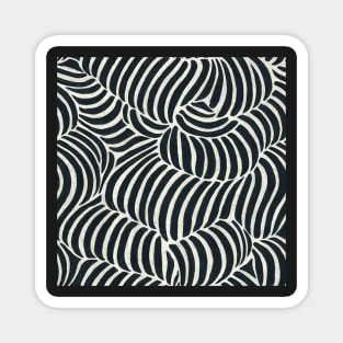 Black and White Abstract Stripe Swirl Design Magnet