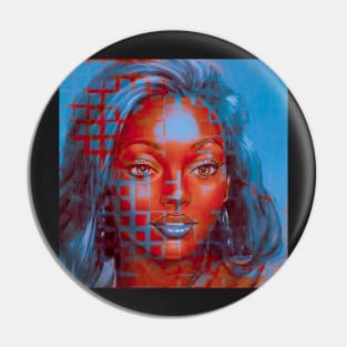 JOY Glitch Art Portrait Pin