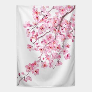 pink cherry blossom watercolor 2020 Tapestry