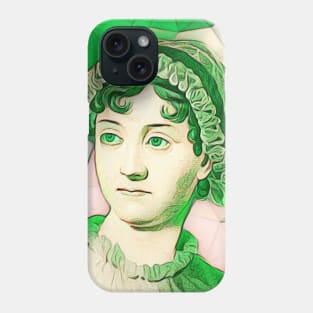 Jane Austen Green Portrait | Jane Austen Artwork 8 Phone Case