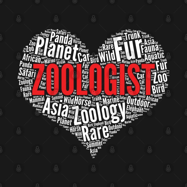 Zoologist Heart Shape Word Cloud Design print by theodoros20