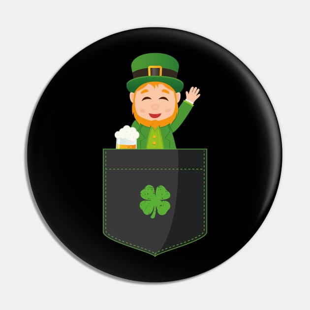 Pocket Leprechaun Funny St Patricks Day Pin by trendingoriginals