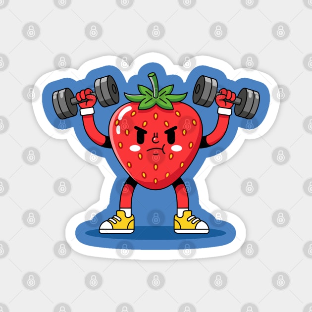Sweaty Strawberry Fitness Magnet by enrynz