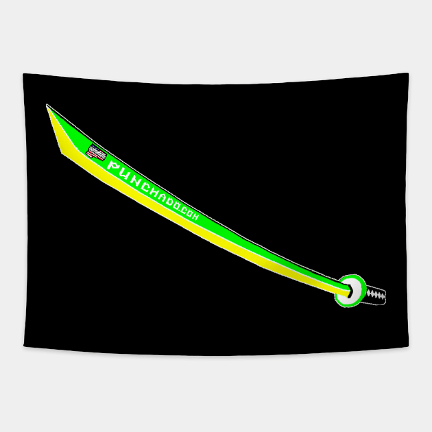 Katana with Blank Text, v. Code Lime Yellow Tapestry by punchado