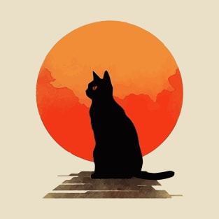 Japanese minimalist cat poster T-Shirt