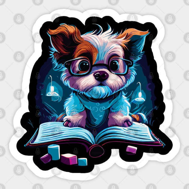 Cute　Books　Reading　Dog　TeePublic　Books　Dog　Reading　Sticker