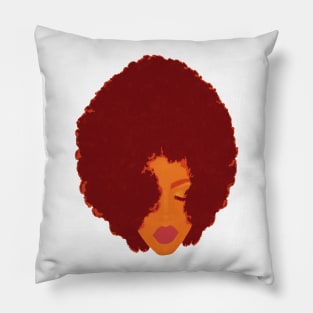 Stylish Woman with Beautiful Big Fluffy Afro (White Background) Pillow