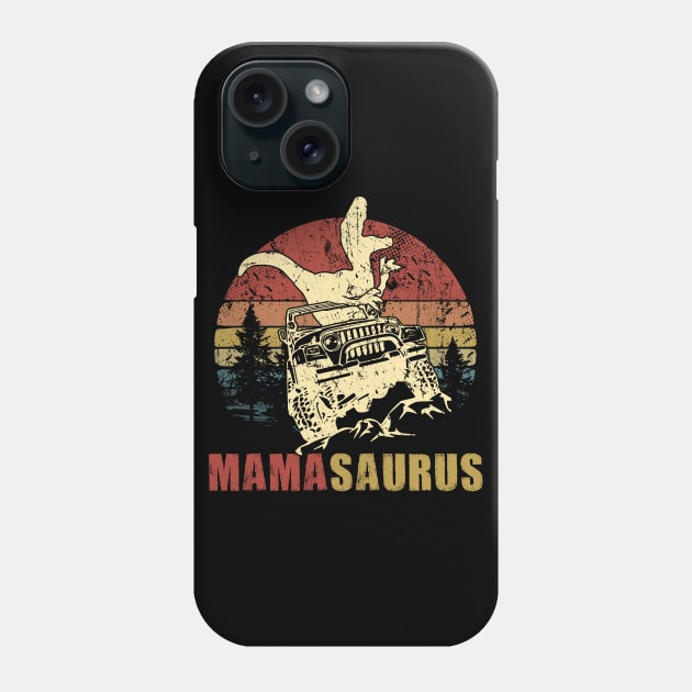 Vintage Jeep T-Shirt Mama Saurus Jeep Mom Gift Phone Case by Lones Eiless