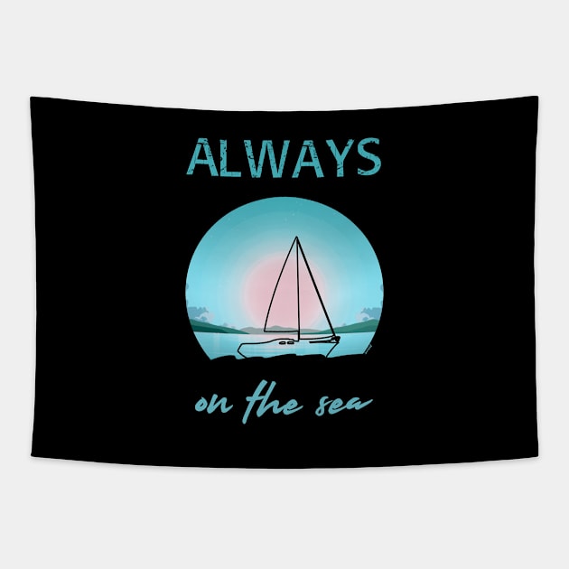 Always on the sea - Sailing boat - Flat design Tapestry by serre7@hotmail.fr