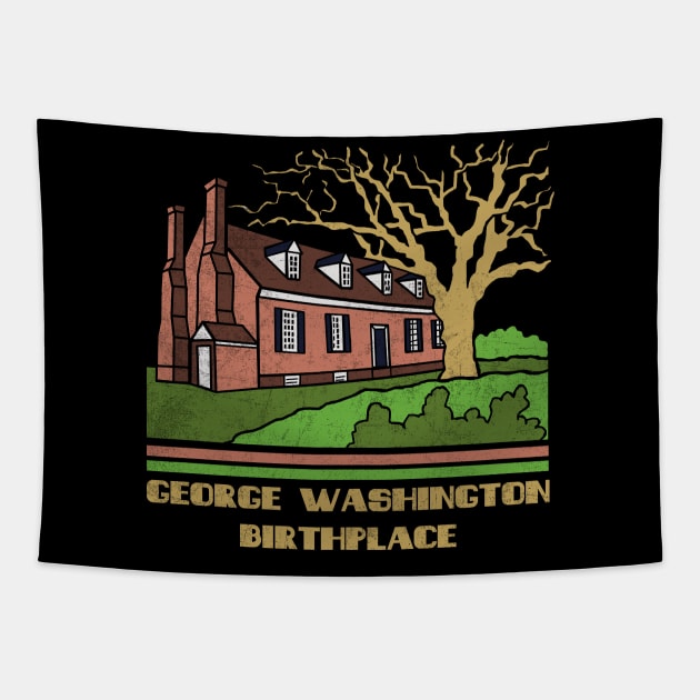 George Washington Birthplace National Monument Nature Lover Vintage Retro Skyline Hiking Outdoor Travel Adventure Tapestry by NickDezArts