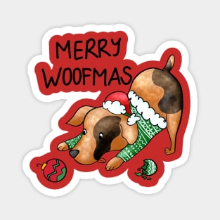 Funny Merry Woofmas Christmas Dog Magnet