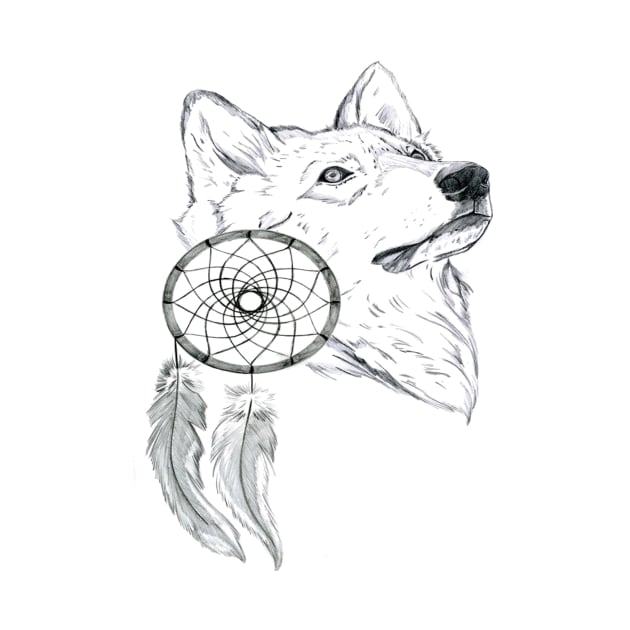 Wolf and Dreamcatcher by Ferrell