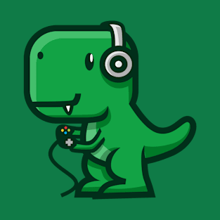 cute and fun dinosaur gamer T-Shirt