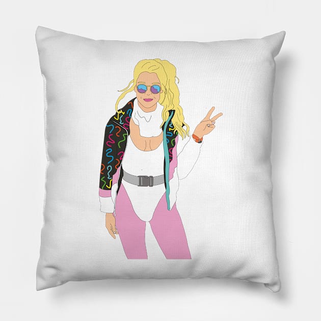 blonde skii girl vintage ski suit sunglasses skiing 80's Pillow by Captain-Jackson