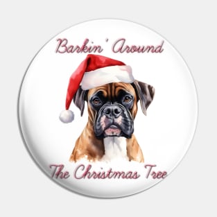 Christmas Boxer Dog in Santa Hat Pin