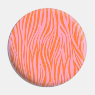 Pink and Orange, Pastel, Zebra Stripes, Pattern Pin