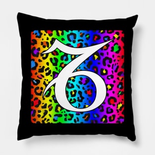 Capricorn Zodiac Horoscope Rainbow Leopard Print Square Monogram Pillow