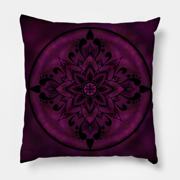 Pink floral mandala Pillow by Kcinnik