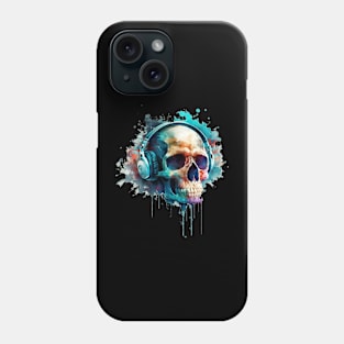 A skull wearing headphones. enjoy the life ! Phone Case