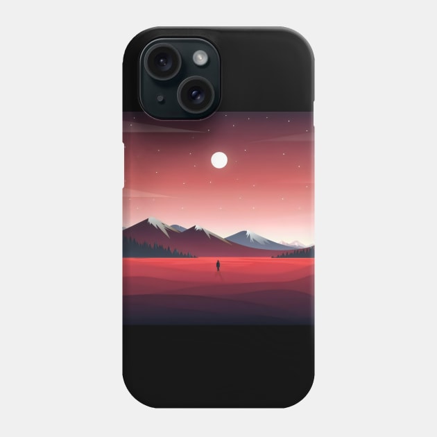 Red landscape minimalist art Phone Case by Spaceboyishere