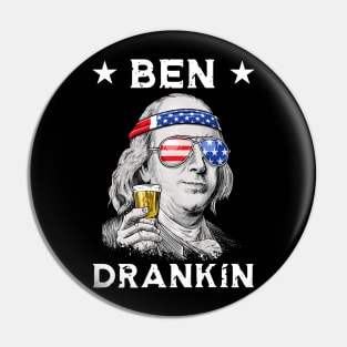 Ben Drankin Party Vintage USA Funny 4th Of July Patriotic Pin