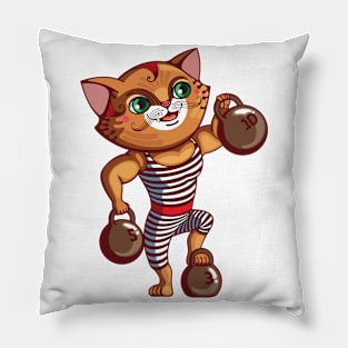 Strong bodybuilder cat Pillow