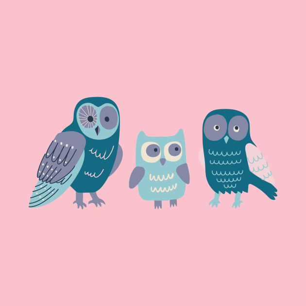 Trio of Owls - cute owls by Cecca Designs by Cecca