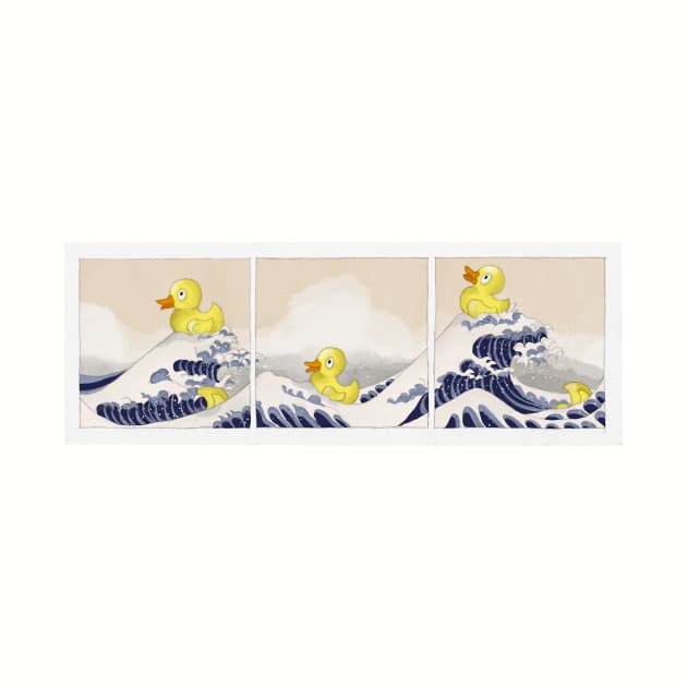 Bath ducks in distress - freely based on Hokusai II by LeahHa