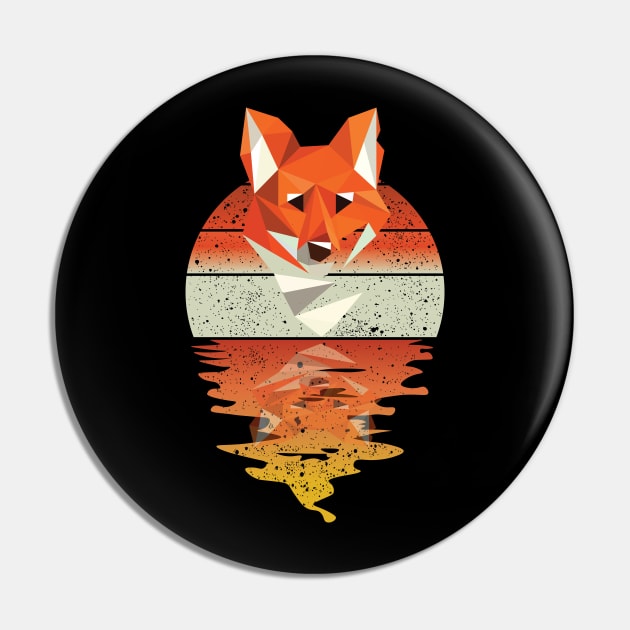 Vintage cute fox reflected on lights of moon T-Shirt Pin by mutarek