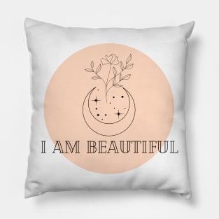 Affirmation Collection - I Am Beautiful (Orange) Pillow