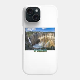 Wyoming State Outline (Lower Yellowstone Falls) Phone Case