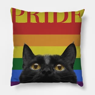 Vintage Black Cat Gay Pride Pillow