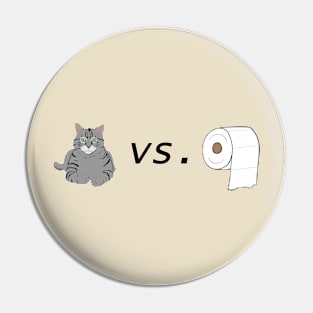 Grey Cat vs. Toilet Paper Pin