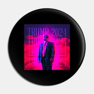 Vaporwave Retrowave Synthwave Donald Trump 2024 President Election Republican Conservative Pin