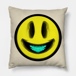 Creepy Smiley Face Monster Emoji Parody Pillow