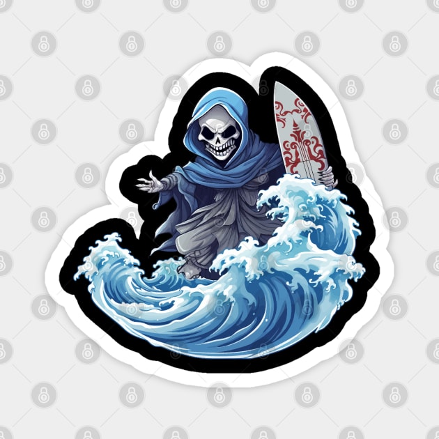 Skeleton Surfer Magnet by VelvetRoom