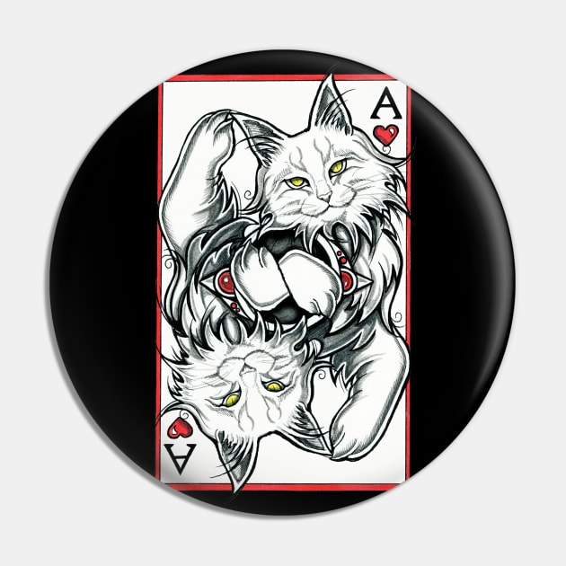 The Ace of Cats Pin by Nat Ewert Art