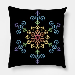 Snowflake Rainbow Polyhedral Dice Pillow