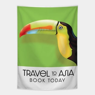 Travel to Asia Toucan travel poster Tapestry