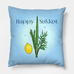 Sukkot Lulav and Etrog Tropical Palm Leaves Jewish Holiday Pillow